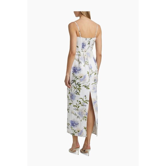 Reformation White Floral Maxi Dress with Blue and Green Print - Picture 5 of 16